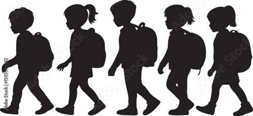 Happy Kids Going Back to School Silhouette

Backpacks & Books – First Day Silhouette Design

Back to School Bus Arrival Vector Art

Excited Students with Supplies Silhouette

Back to Learning – Classr