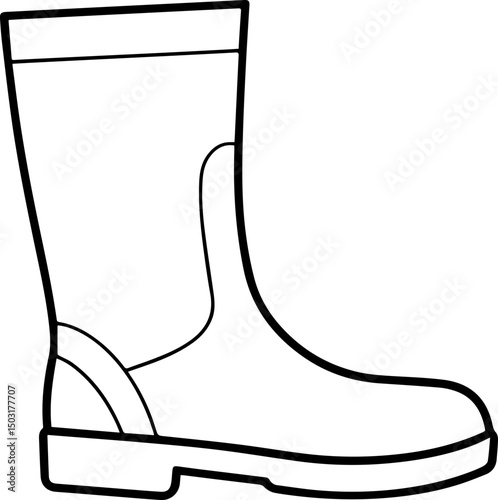 rubber boot outline book page vector illustration line art 