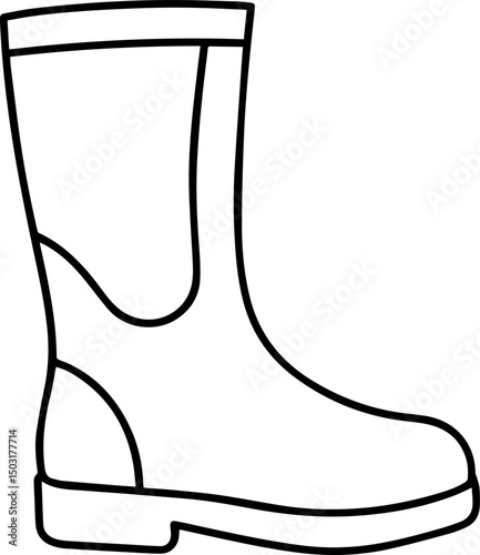 rubber boot outline book page vector illustration line art 