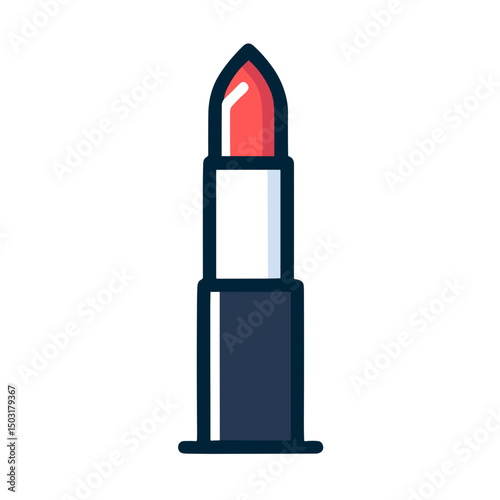 Red lipstick vector image featuring modern design on transparent background for beauty and makeup concept