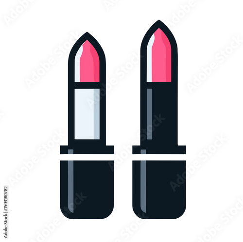 Two pink lipsticks vector image on transparent background for beauty and makeup concept