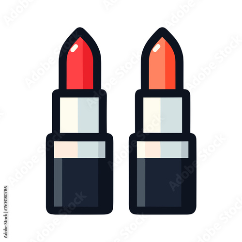 Two red lipsticks vector image on transparent background for beauty and makeup concept