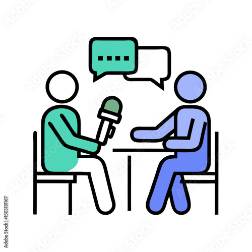  Journalist Interview Scene Icon