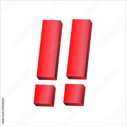 Bold Red 3D Exclamation Marks