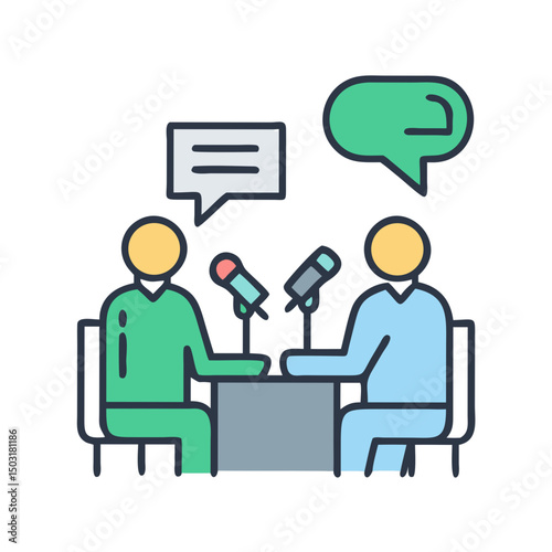  Journalist Interview Scene Icon