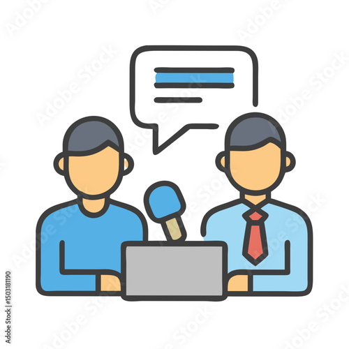  Journalist Interview Scene Icon