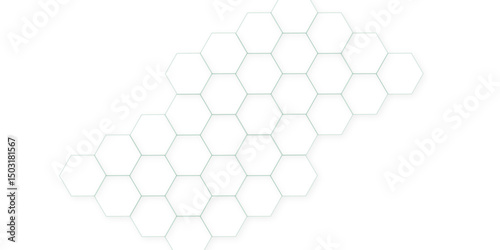 Abstract White Hexagonal Background. Luxury White Pattern. Futuristic abstract honeycomb technology white background. Geometric mesh cell texture	