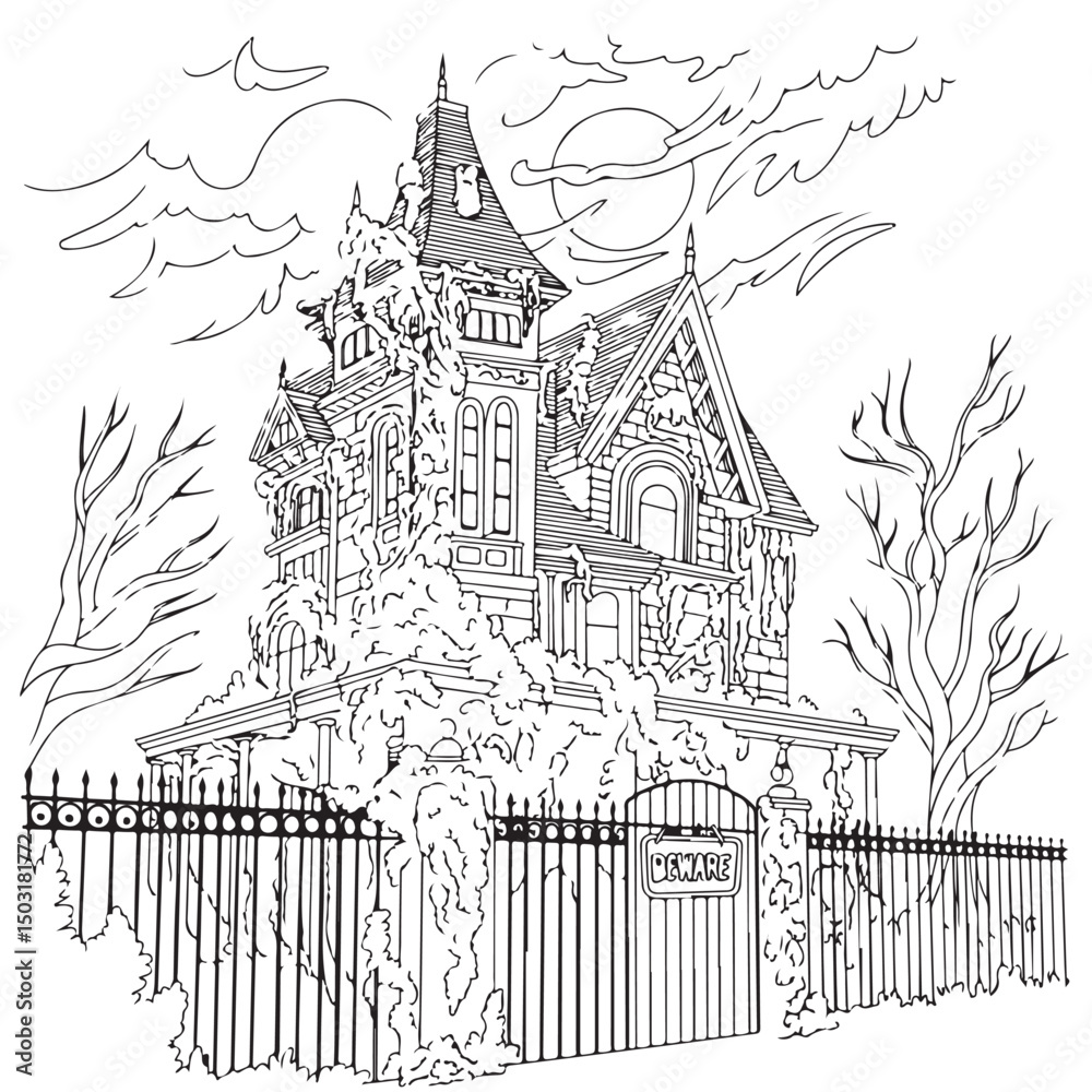 Naklejka premium Spooky Halloween Coloring Pages for Adults