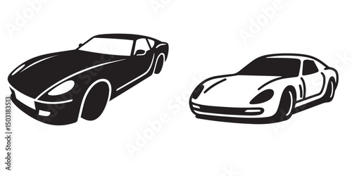 Two vector illustrations of a sports car are displayed.