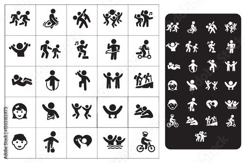 Icon Symbol Child Symbol Dancing Exercising Sport Childhood Teenager Running Healthy Lifestyle Adolescence ,People Walking Playing Motion Wellbeing Youth Culture Stretching Vector