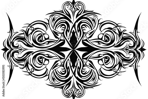Decorative Divider Line Symmetric Ornamental Border Floral Motif Abstract Flourish Filigree Elements.