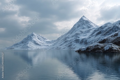 Wallpaper Mural Majestic snow-capped mountains reflected in tranquil water beneath a cloudy sky convey serenity, Torontodigital.ca