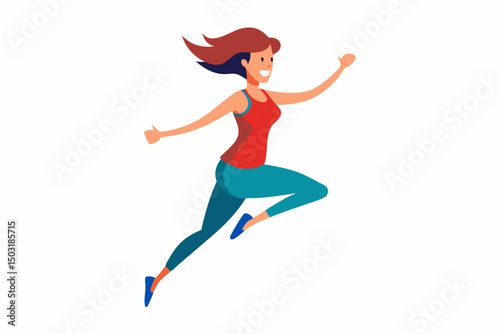 jumping girl vector illustration