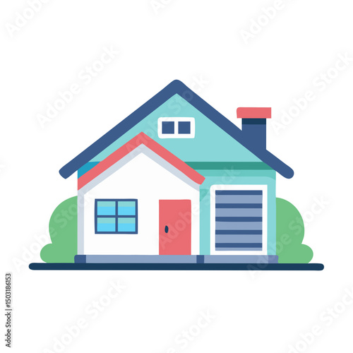 Suburban Home Icon – Residential House and Neighborhood Symbol