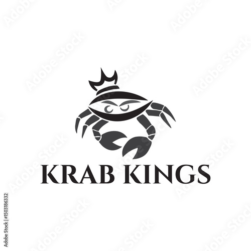 Bold and royal "Krab Kings" logo with a crowned crab illustration, symbolizing premium seafood and authority. Perfect for seafood restaurants, crab shacks, or food brands.


