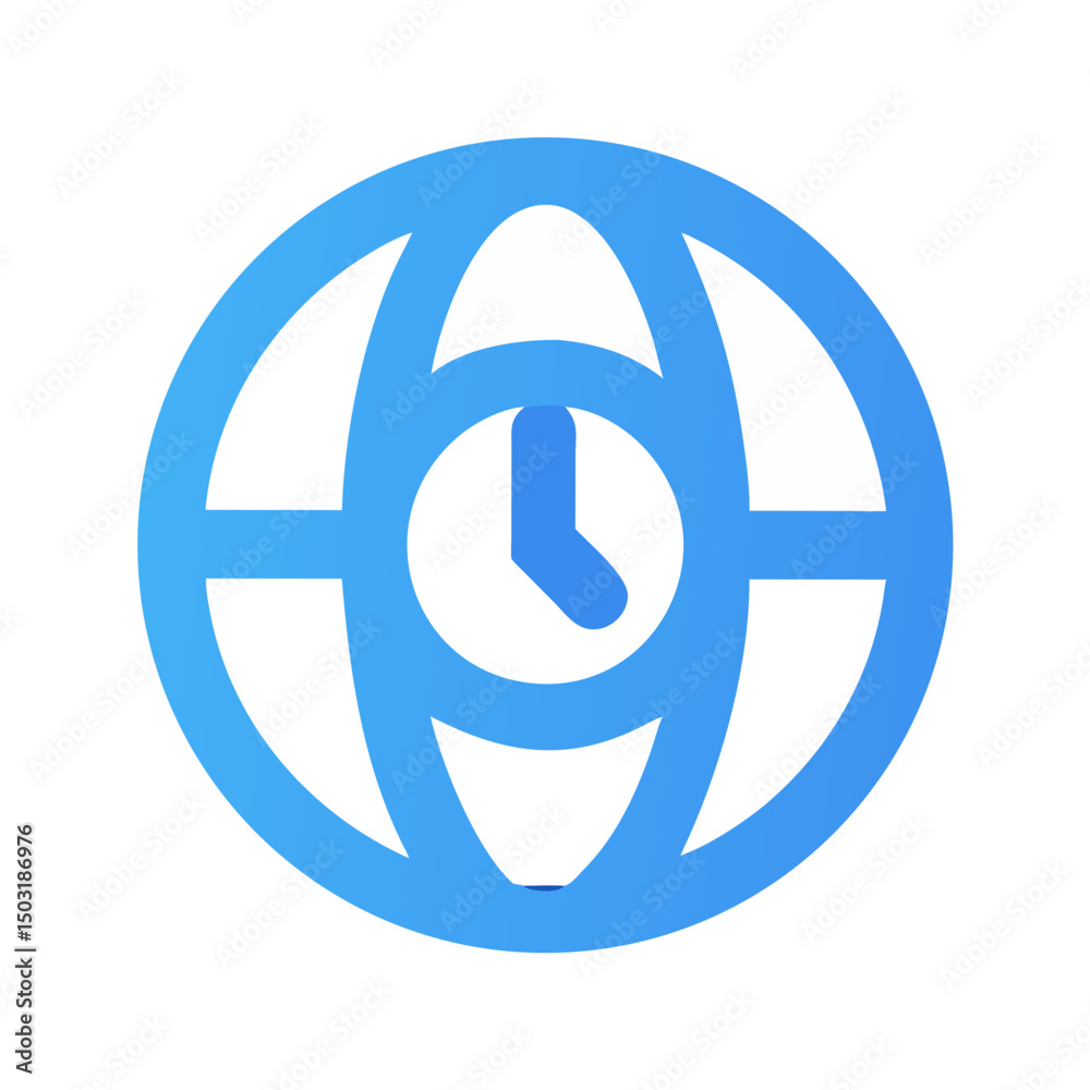 Obraz premium Time Zone Globe Icon – Global Time and World Clock Symbol