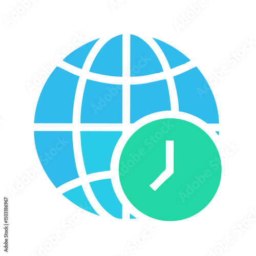 Time Zone Globe Icon – Global Time and World Clock Symbol