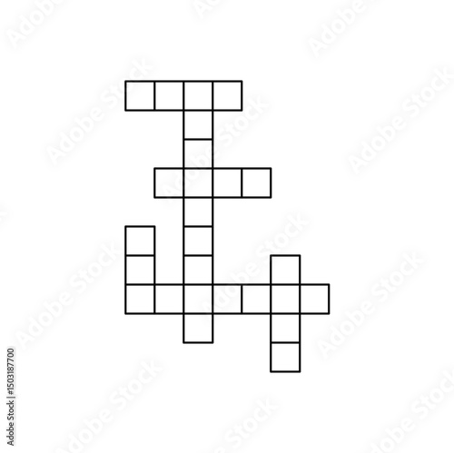 Crossword puzzle template with blank word grid. pattern for newspaper crosswords game. Flat vector illustration isolated on white background.