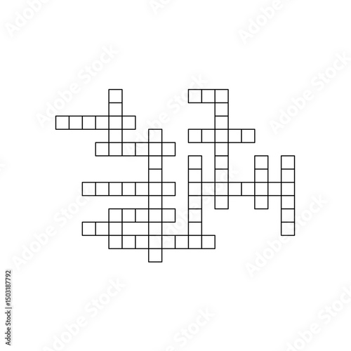 Crossword puzzle template with blank word grid. pattern for newspaper crosswords game. Flat vector illustration isolated on white background.