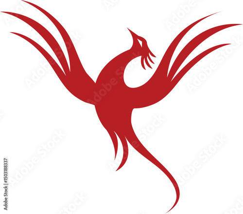 Red color Phoenix Soaring vector illustration