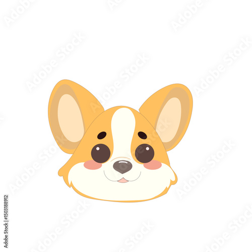 Cute Welsh Corgi Dog Puppy Icon. Kawaii Funny Cartoon Character. Domestic Adorable Fluffy Mascot Doodle Art. Nursery Print or baby Shower Decoration Card Invitation Design Element. 