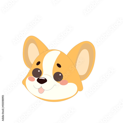 Cute Welsh Corgi Dog Puppy Icon. Kawaii Funny Cartoon Character. Domestic Adorable Fluffy Mascot Doodle Art. Nursery Print or baby Shower Decoration Card Invitation Design Element. 