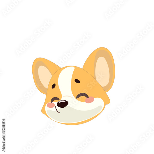 Cute Welsh Corgi Dog Puppy Icon. Kawaii Funny Cartoon Character. Domestic Adorable Fluffy Mascot Doodle Art. Nursery Print or baby Shower Decoration Card Invitation Design Element. 