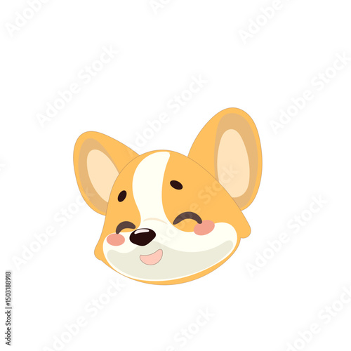Cute Welsh Corgi Dog Puppy Icon. Kawaii Funny Cartoon Character. Domestic Adorable Fluffy Mascot Doodle Art. Nursery Print or baby Shower Decoration Card Invitation Design Element. 
