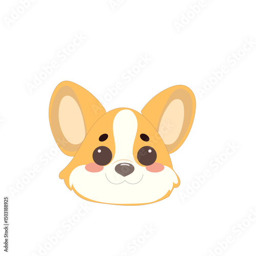 Cute Welsh Corgi Dog Puppy Icon. Kawaii Funny Cartoon Character. Domestic Adorable Fluffy Mascot Doodle Art. Nursery Print or baby Shower Decoration Card Invitation Design Element. 