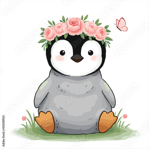Vector illustration of cute penguin cartoon