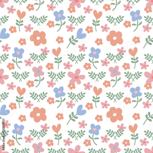 Floral pattern design, white isolate background