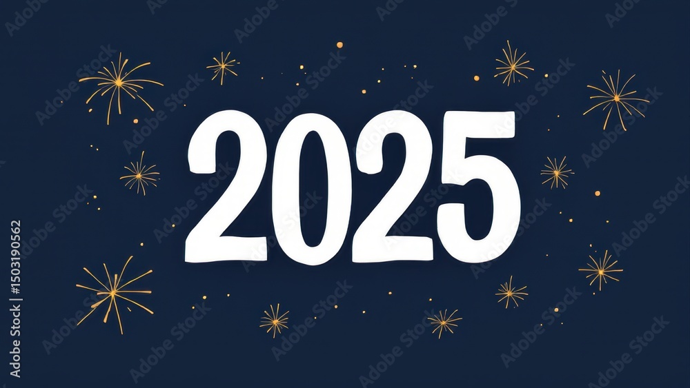 Fototapeta premium 2025 Happy New Year Greeting Card