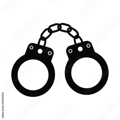 Handcuff black silhouette illustration on white background