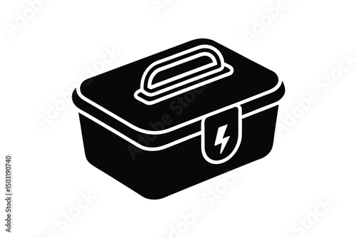 Silhouette art illustration of a heated electric lunch box.eps