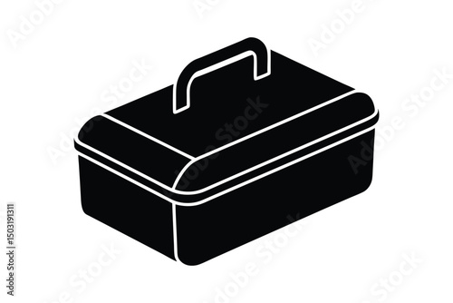 Silhouette art illustration of a lunch box with handle.eps