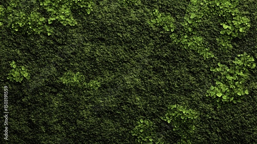 Lush Green Foliage Covering A Rough Textured Wall