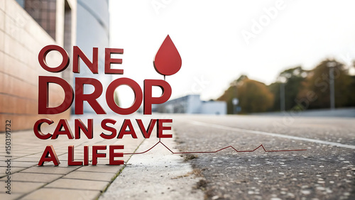 One Drop Can Save a Life Modern Sans-Serif Typography Design for Blood Donation Awareness Campaign

