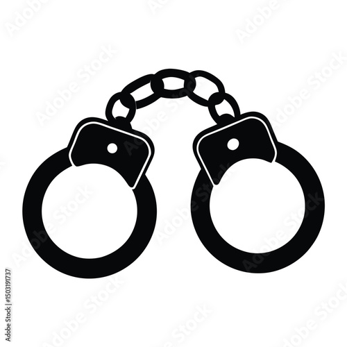 Handcuff black silhouette illustration on white background