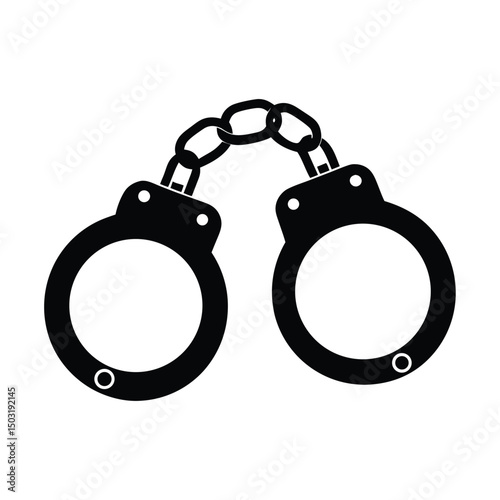 Handcuff black silhouette illustration on white background