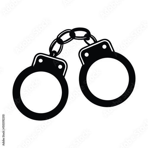 Handcuff black silhouette illustration on white background