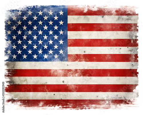 american flag grunge isolated on white background. PNG Transparent file type with high definition quality And vibrant color grading Available.