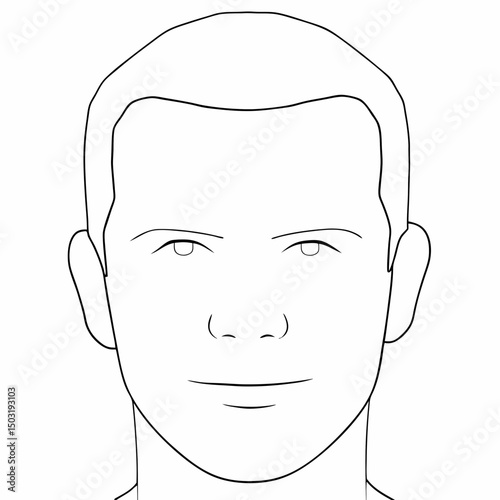 Man Face simple and minimal line art illustration on white background