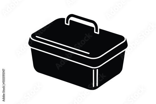 Silhouette art illustration of a thermally insulated lunch box.eps