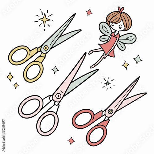 magic scissors icon set