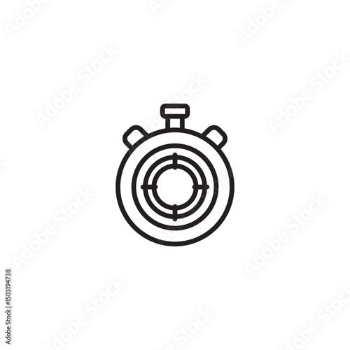 A black outline icon of a stopwatch with a circular speech bubble containing a checkmark, symbolizing timely completion or verified duration.