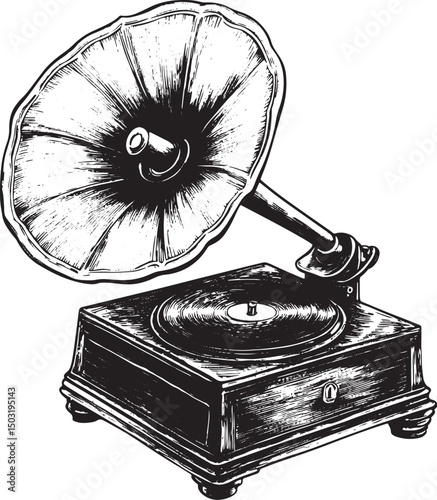 vintage gramophone vinyl ready vector illustration