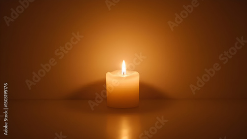 Lit Candle in Dim Light
 photo
