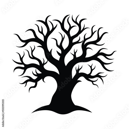 Halloween tree silhouette vector illustration