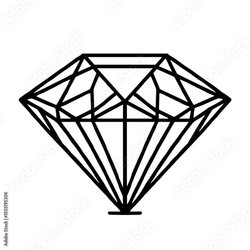 Diamond vector icon featuring geometric outline design on transparent background for timeless heritage concept