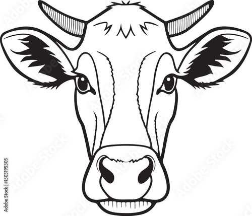 A cow head line art